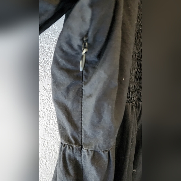 ASTR the Label Black Cotton Poplin Tiered Puff Short Sleeve Midi Dress Size XL - Picture 6 of 12